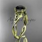 14k yellow gold diamond celtic trinity knot engagement ring with a Black Diamond center stone CT7388