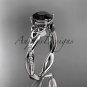 Platinum  diamond celtic trinity knot engagement ring with a Black Diamond center stone CT7388