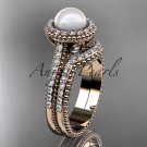 14k rose gold diamond pearl engagement set AP101S