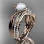 14k rose gold diamond pearl engagement set AP78S
