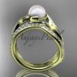 14k yellow gold diamond pearl engagement set AP78S