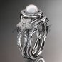 14kt white gold diamond floral wedding ring, engagement set AP127S