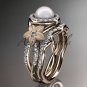 14kt rose gold diamond floral wedding ring, engagement set AP127S