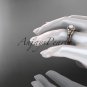 14kt rose gold diamond floral wedding ring, engagement set AP126S