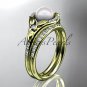 14kt yellow gold diamond floral wedding ring, engagement set AP126S