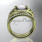 14kt yellow gold diamond floral wedding ring, engagement set AP126S