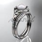 Platinum diamond floral wedding ring, engagement set AP126S
