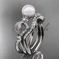 Platinum diamond pearl leaf engagement set AP68S