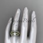 14k yellow gold diamond pearl leaf engagement ring with double matching band AP68S