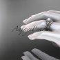 14kt white gold diamond floral wedding ring, engagement set AP131S