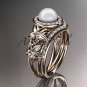 14kt rose gold diamond floral wedding ring, engagement set AP131S