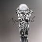 Platinum diamond floral wedding ring, engagement set AP131S