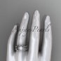 Platinum diamond pearl unique engagement set, butterfly wedding ring AP141S