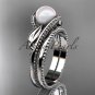 Unique 14kt white gold leaf and vine pearl engagement set AP301S