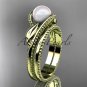 Unique 14kt yellow gold leaf and vine pearl engagement set AP301S
