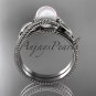 Unique platinum leaf and vine pearl engagement set AP301S