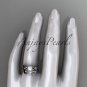 Unique 14kt white gold diamond floral pearl engagement set AP324S