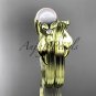 Unique 14kt yellow gold diamond floral pearl engagement set AP324S