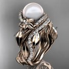 14kt rose gold diamond pearl unique engagement set AP326S