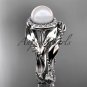 14kt white gold diamond pearl unique engagement set AP328S