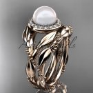 14kt rose gold diamond pearl unique engagement set AP328S