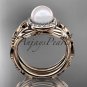 14kt rose gold diamond pearl unique engagement set AP328S