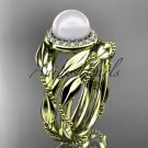 14kt yellow gold diamond pearl unique engagement set AP328S