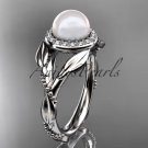 14kt white gold diamond pearl unique engagement ring AP328
