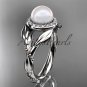 14kt white gold diamond pearl unique engagement ring AP328