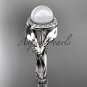 14kt white gold diamond pearl unique engagement ring AP328