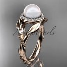 14kt rose gold diamond pearl unique engagement ring AP328