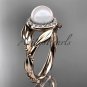14kt rose gold diamond pearl unique engagement ring AP328
