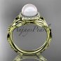 14kt yellow gold diamond pearl unique engagement ring AP328