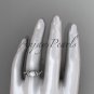 14k white gold diamond pearl flower engagement ring AP388