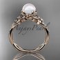 14k rose gold diamond pearl flower engagement ring AP388