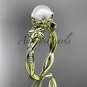 14k yellow gold diamond pearl flower engagement ring AP388