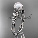 Platinum  diamond pearl flower engagement ring AP388