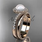 14kt rose gold diamond wedding ring, engagement set AP379S