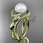 14kt yellow gold diamond leaf and flower wedding ring, engagement ring AP244