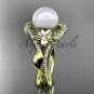14kt yellow gold diamond leaf and flower wedding ring, engagement ring AP244