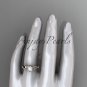 14k rose gold diamond pearl leaf engagement ring AP385