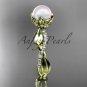 14k yellow gold diamond pearl leaf engagement ring AP385