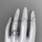 14k white gold diamond pearl leaf engagement ring AP334
