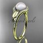 14k yellow gold diamond pearl leaf engagement ring AP334