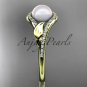 14k yellow gold diamond pearl leaf engagement ring AP334