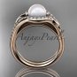 14k rose gold diamond pearl leaf engagement set AP334S