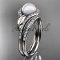 Platinum diamond pearl leaf engagement set AP334S