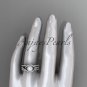 14k white gold diamond pearl leaf engagement ring with a double matching band AP334S