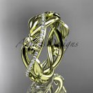 14kt yellow gold diamond leaf and flower wedding band, engagement ring ADLR403B