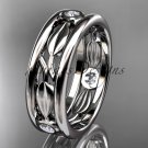 14kt white gold leaf wedding band, engagement ring ADLR400G